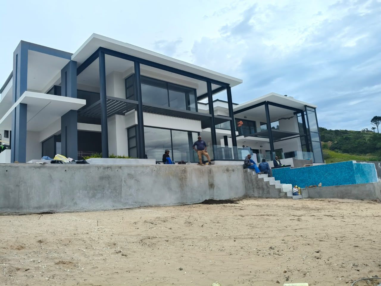 Completed contemporary residence with infinity pool